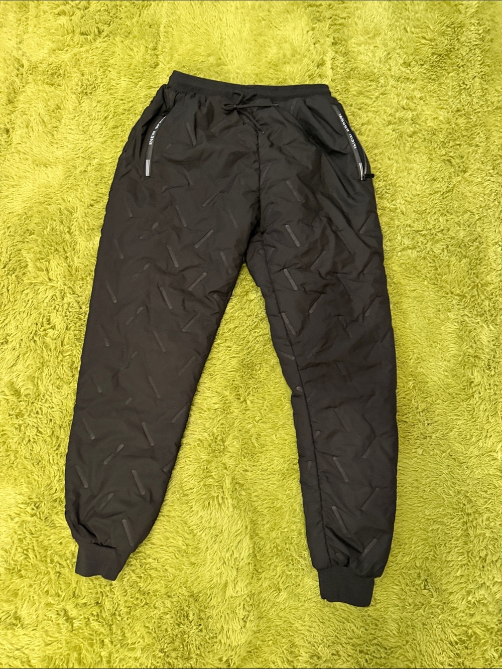 Men's Black Quilted Jogger Pants - Insulated Casual Sweatpants